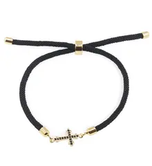 Bratara Cruce aurie cu Zirconiu negru, 18mm