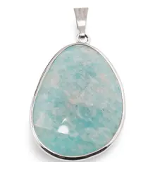 Pandantiv Amazonit fatetat oval neregulat, 32mm