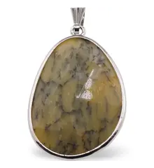 Pandantiv Jad serpentin fatetat oval neregulat, 32mm