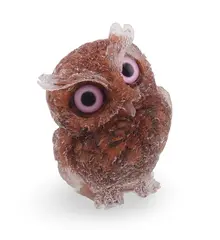 Bufnita din rasina cu spartura Goldstone maro, 6cm