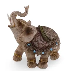 Statueta feng shui Elefant cu trompa ridicata multicolor, 13cm