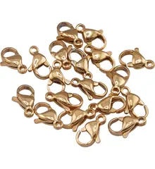 Accesorii din inox auriu - inchizatori carabina (lobster) pentru bijuterii, 9mm