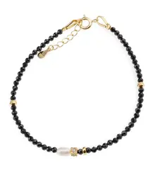 Bratara Turmalina sfere fatetate 2,5mm cu Perla de cultura si Argint placat cu Aur