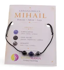 Colier reglabil Arhanghelul MIHAIL cu cristale naturale si Argint 925, 6mm