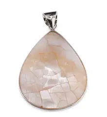 Pandantiv picatura cu Sidef alb mozaic, 50mm