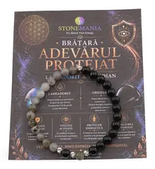 Bratara ADEVARUL PROTEJAT cu cristale naturale si Argint 925, 6mm