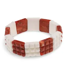 Bratara pasta de coral alb si rosu, 20mm
