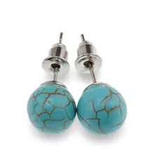 Cercei cu surub Turcoaz sfere 8mm