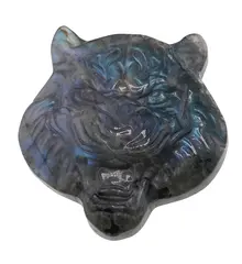Figurina gravata din Labradorit cap de tigru, 43mm