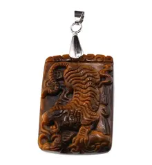 Pandantiv Ochi de tigru figurina gravata tigru, 39mm