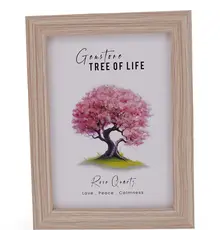 Tablou decorativ cu Pomul Vietii cu cristale de Cuart roz - 20,5cm