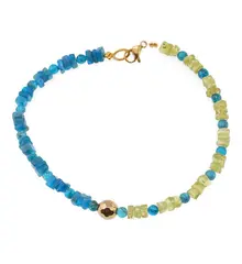 Bratara Apatit patratele si Peridot discuri, 4mm