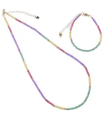 Set bratara si colier Zirconii A+ multicolore 3mm