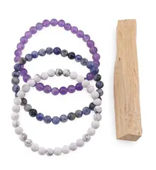Set Bratari pentru Ziua de Luni – Calm si Claritate, Ametist, Sodalit si Howlit