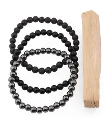 Set Bratari pentru Ziua de Sambata – Relaxare si Ancorare, Roca Vulcanica, Onix Negru si Hematit