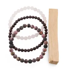 Set Bratari pentru Ziua de Vineri – Iubire si Pasiune, Cuart Roz, Granat si Rodonit