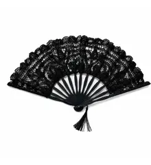 Evantai negru din dantela, accesoriu elegant pentru evenimente si tinute speciale
