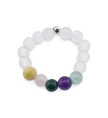 Inel pe elastic cu cristale naturale si argint 925 pentru zodia Balanta, 4mm