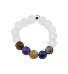 Inel pe elastic cu cristale naturale si argint 925 pentru zodia Fecioara, 4mm