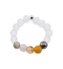 Inel pe elastic cu cristale naturale si argint 925 pentru zodia Leu, 4mm