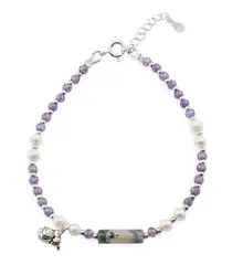 Bratara Ametist sfere microfatetate 3mm, Perle de cultura, Mossagat si elemente din Argint 925