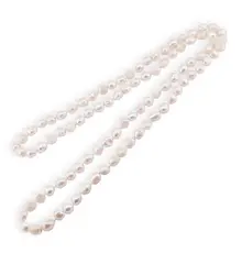 Colier Perle de cultura albe cu noduri, 120cm