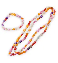 Set bratara si colier Sidef multicolor neregulat 6-8mm