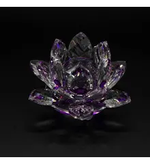 Floare de lotus Mov din cristal de sticla - 8cm