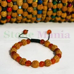 Bratara rudraksha 8mm si carneol fatetat 6mm