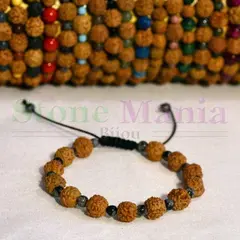 Bratara rudraksha 8mm si obsidian 4mm