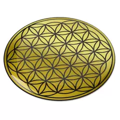 Abtibild sticker Feng Shui 3D cu Floarea Vietii, Simbolul vietii auriu metalic - 4,5cm