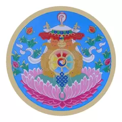 Abtibild sticker Feng Shui cu cele 8 simboluri tibetane, model 2 - 11cm