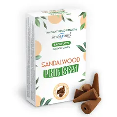 Conuri parfumate pe baza de plante Sandalwood, 12 bucati, Backflow