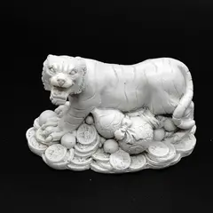 Statueta Feng Shui Tigru alb cu Wu Lou, pentru sanatate - 7cm