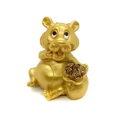 Statueta Feng Shui Tigru auriu cu Sac de bani - 5cm