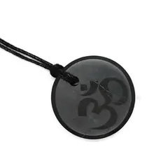 Pandantiv din Shungit - Rotund, Simbolul OM 30mm