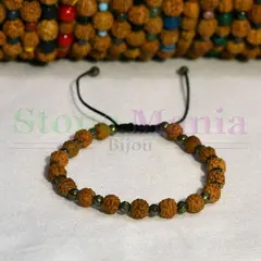 Bratara rudraksha 6mm si pirita fatetata 4mm