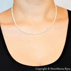 Colier perle de cultura albe lunguiete 4mm