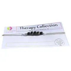 Bratara Therapy obsidian auriu cuburi 5mm si argint 925