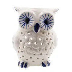 Vas aromaterapie din ceramica, model bufnita alba - 11cm