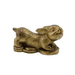 Statueta Feng Shui Iepuras din rasina aurie, 4-5cm, model 2