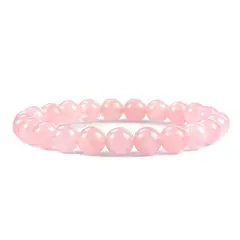 Bratara din Cuart Roz 6mm, pe elastic, 19cm, sfere