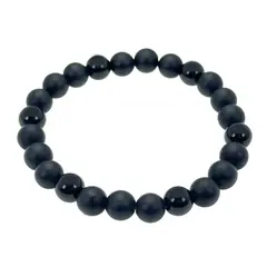 Bratara din Onix si Obsidian negru 6mm, pe elastic, 19cm, sfere mate si lucioase