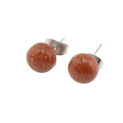 Cercei cu surub goldstone maro semisfere 8mm