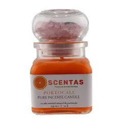 Lumanare din ceara de soia Scentas cu cristale naturale Cuart roz si Aventurin, portocale, 75g, Alege aroma: Portocale