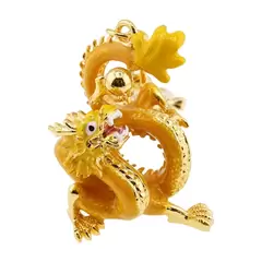 Amuleta Feng Shui din metal cu Dragonul Auriu si perla nemuririi 2023