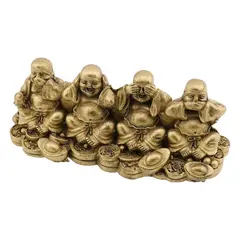 Statueta Feng Shui din rasina cu Buddha intelept, nu vede, nu aude, nu vorbeste, 12,5cm