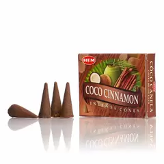 Conuri parfumate fumigatie HEM Coco Cinnamon 10 buc