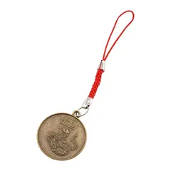 Amuleta Feng Shui cu moneda simbol sarpe si snur rosu