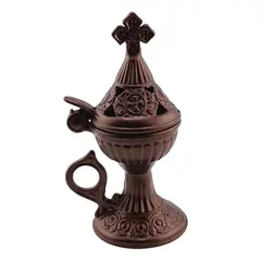 Vas pentru ardere tamaie si ierburi, metal culoare cupru, 15cm